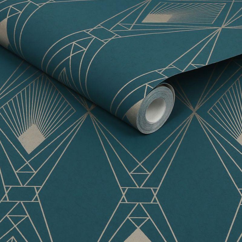 NEXT Deco Geometric Teal Wallpaper