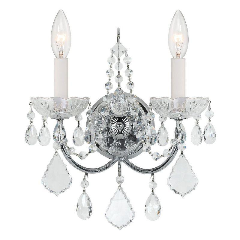 Imperial Polished Chrome 2-Light Sconce with Clear Hand Cut Crystals