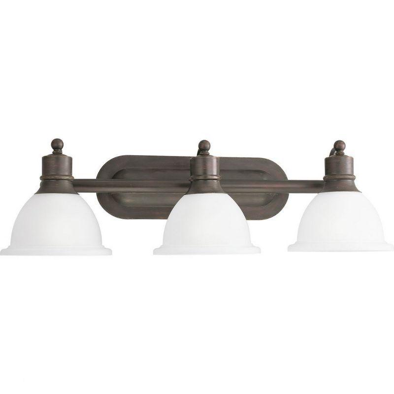 Progress Lighting Madison 3-Light Wall Bracket, Antique Bronze, White Etched Glass