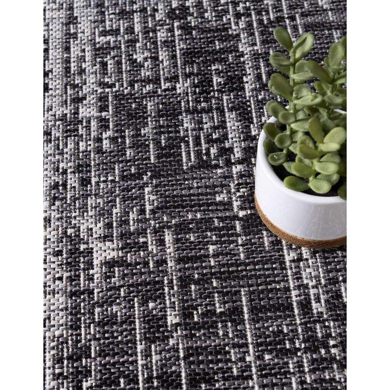 Charcoal Gray Abstract Synthetic 8' x 10' Washable Rug