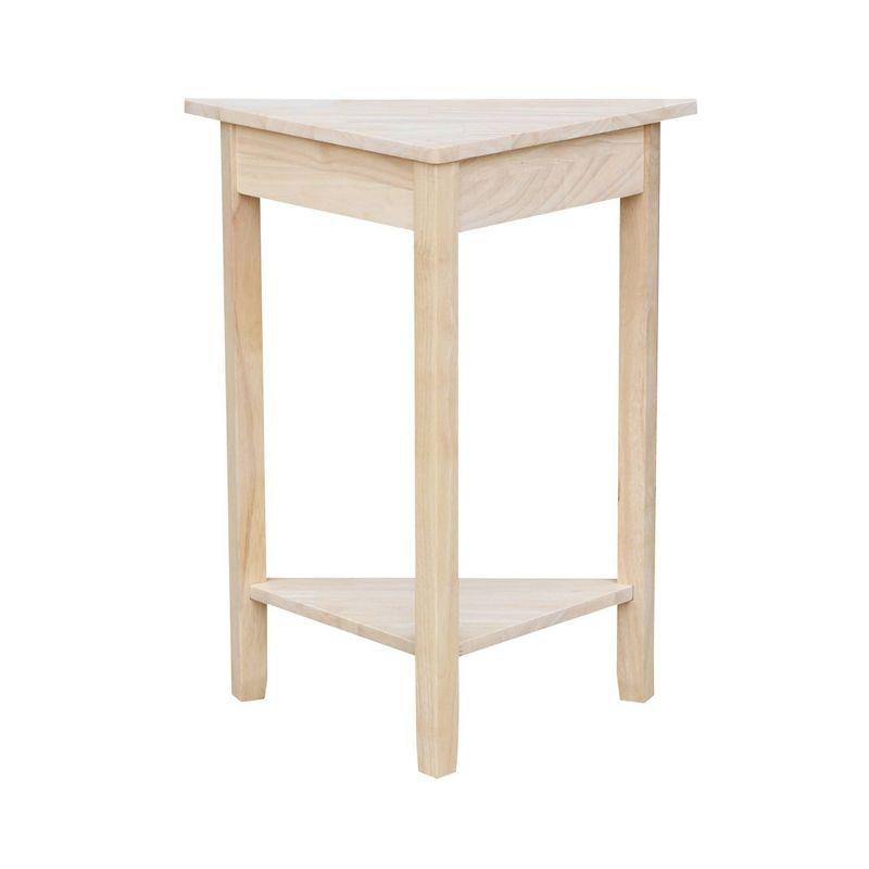 Classic Unfinished Solid Parawood Corner End Table with Storage