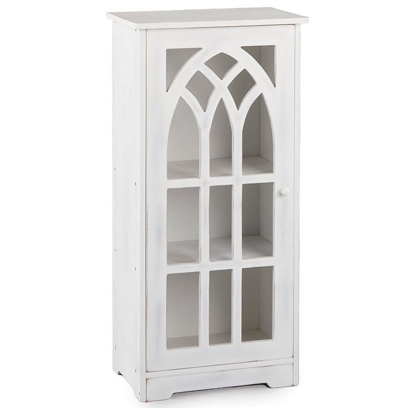 White Wooden Cathedral Door Floor Cabinet with Adjustable Shelving