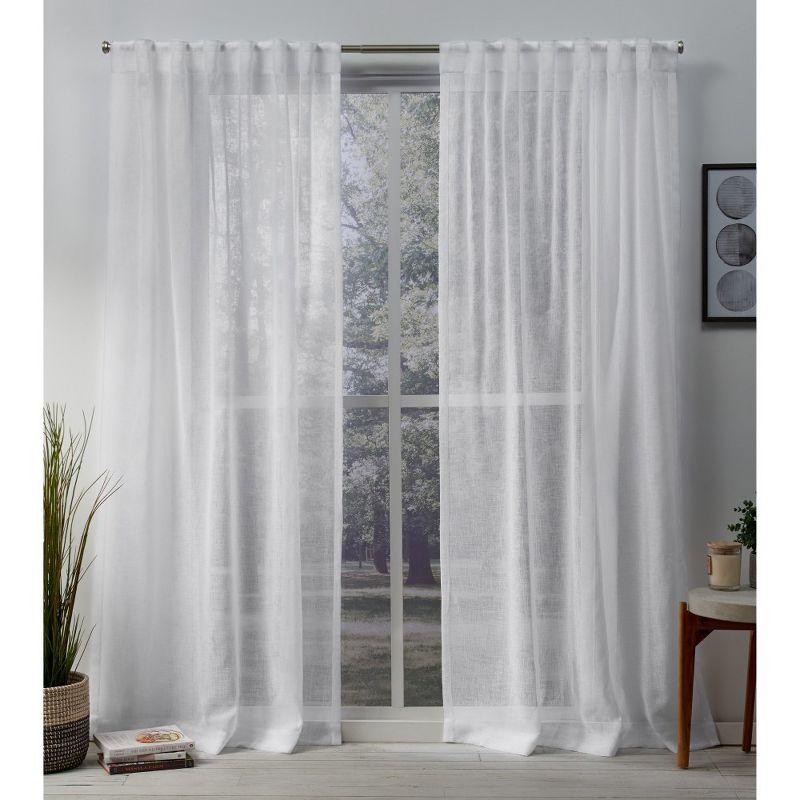 Set of 2 Belgian Sheer Hidden Tab Top Curtain Panel - Exclusive Home