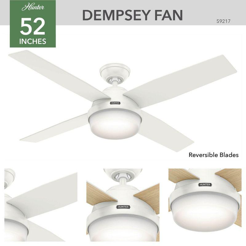 52" Dempsey 4 - Blade LED Standard Ceiling Fan with Remote Control and Light Kit Included