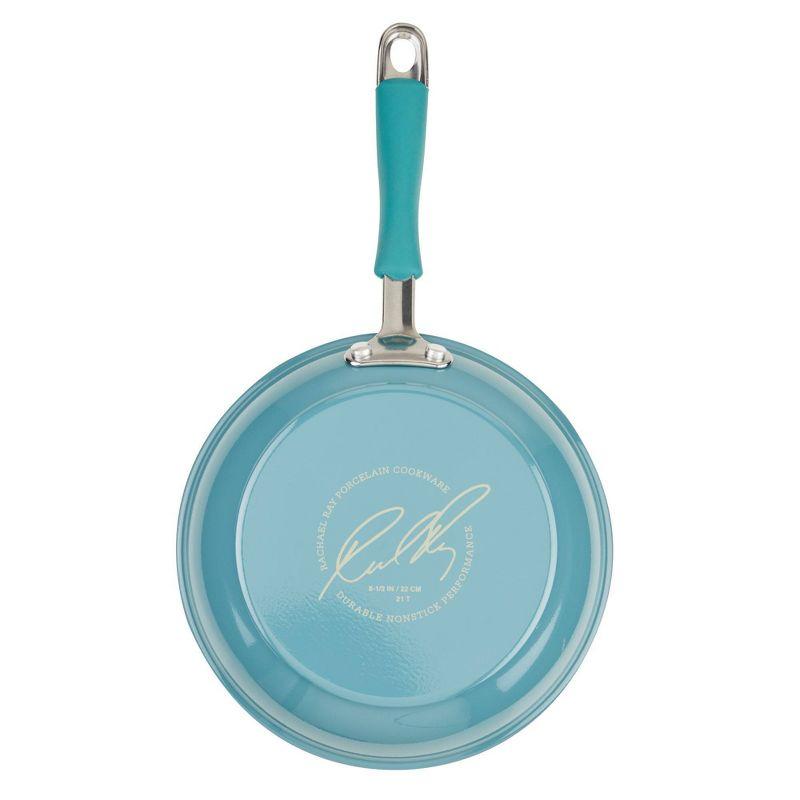 Turquoise Aluminum Nonstick 8.5-Inch Frying Pan with Silicone Handle