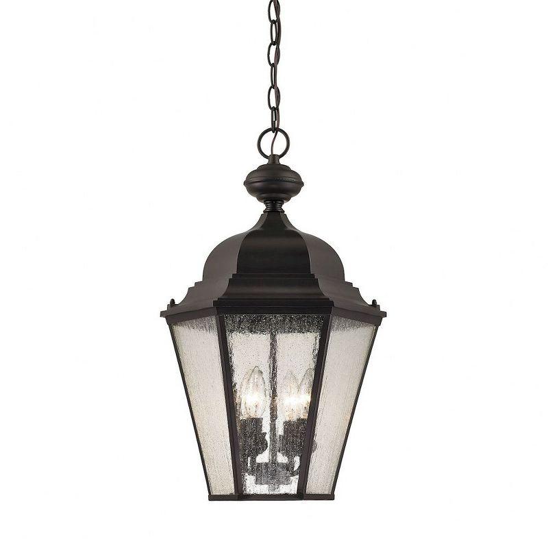 Cotswold Oil Rubbed Bronze 4-Light Outdoor Pendant with Seeded Glass