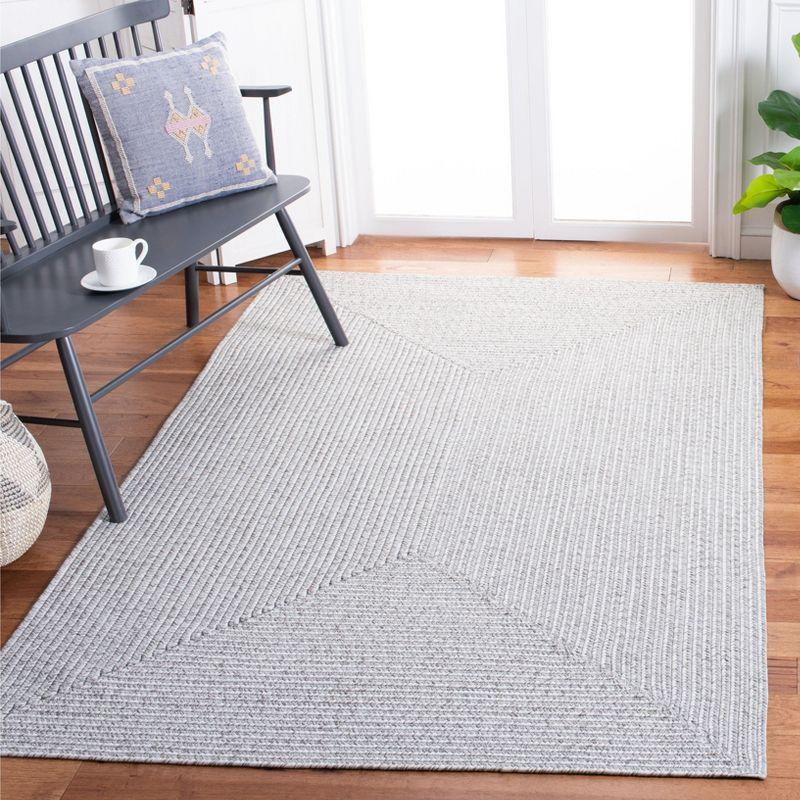 Handwoven Braided Silver & Grey Square Area Rug - 4' x 4'