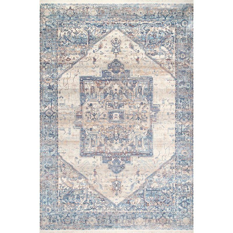 Nuloom Harriet Oriental/Persian 7x9 Indoor Area Rug for Living Room Bedroom Dining Room Kitchen, Light Blue/Multicolor