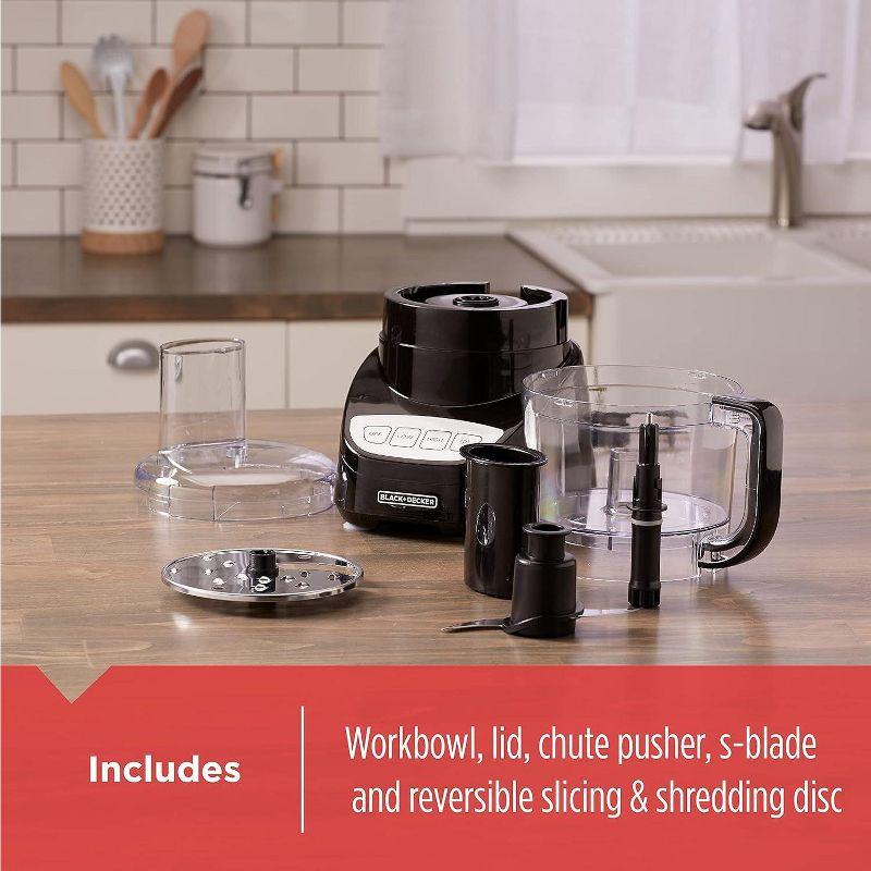 BLACK+DECKER BLACK+DECKER Vegetable Chopper, Stainless Steel Blade, 8-Cup Capacity, 450W Power with Attachments to Grate, Shred, Slice, Mince, Grind, and Puree