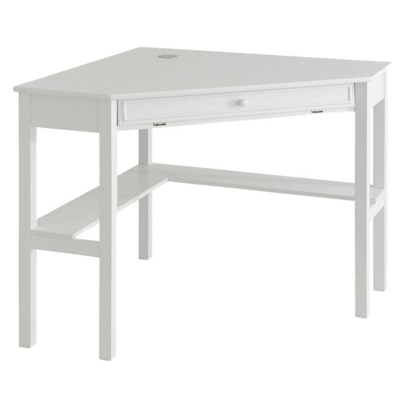 Southern Enterprises Corner Desk - White - Aiden Lane: Wood Composite, Cable Management, 40lb Capacity
