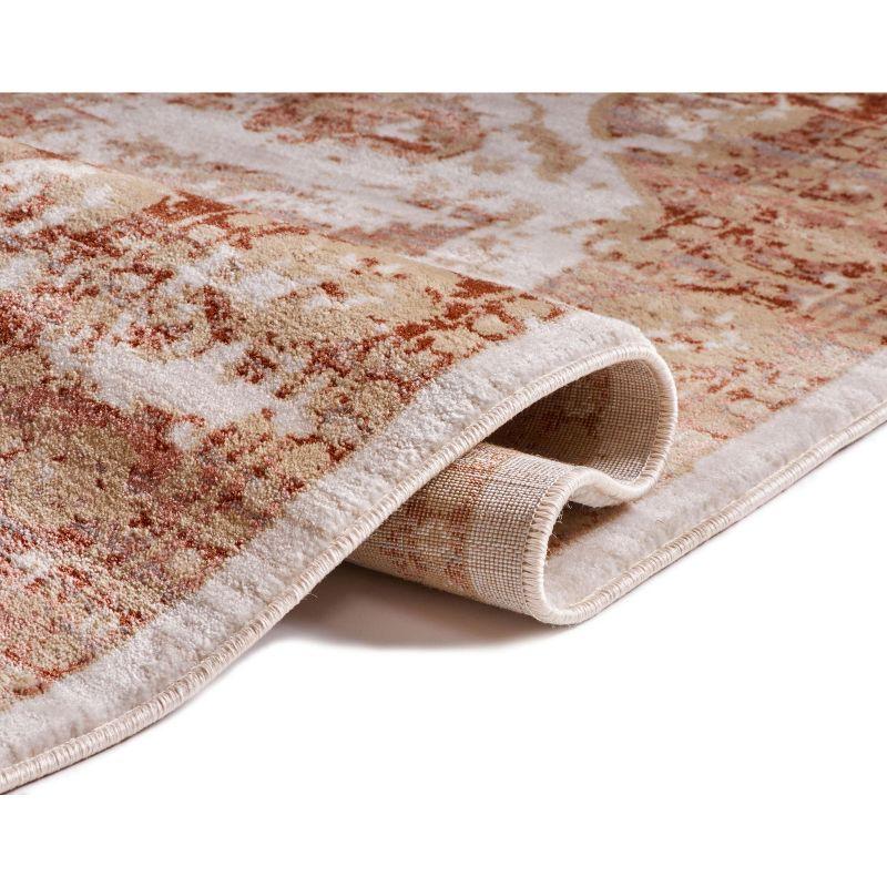 Well Woven Millie Medallion Modern Distressed Oriental Carpet 3'11" x 5'3" Copper Area Rug