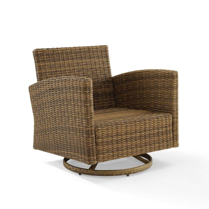 Bradenton Outdoor Steel Swivel Rocking Chair Sand/Weathered Brown - Crosley: Patio Accent, UV-Resistant