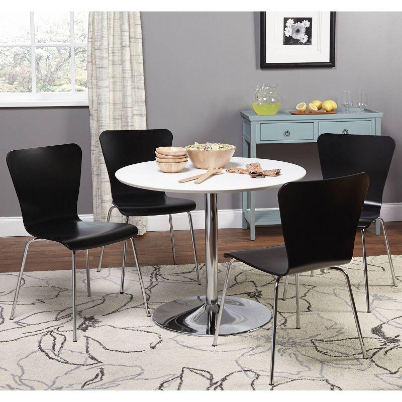 Modern Black and White Bistro Dining Set with 4 Chairs