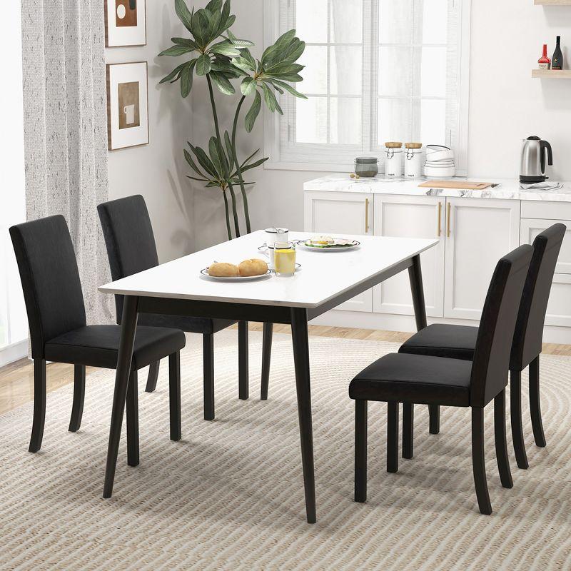 Tangkula Dining Chair Set of 4 w/ Acacia Wood Frame & Rubber Wood Legs Padded Backrest Black
