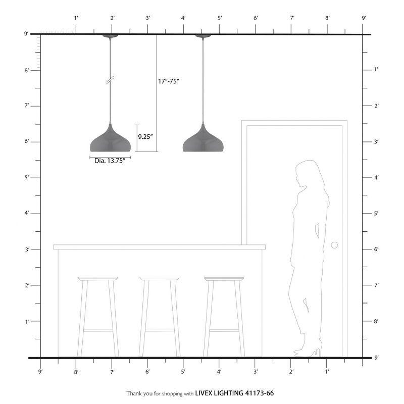 Livex Lighting Metal Shade 1 - Light Pendant in  Brushed Aluminum
