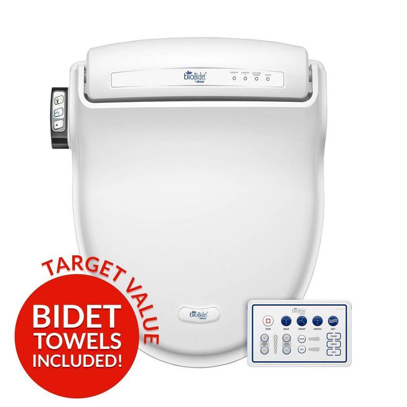 Bio Bidet by BEMIS 7ZBB1000R DRY BB1000 Round Bidet Toilet Seat, Electric, Warm Water with Air Dryer + 6 Bidet Towels