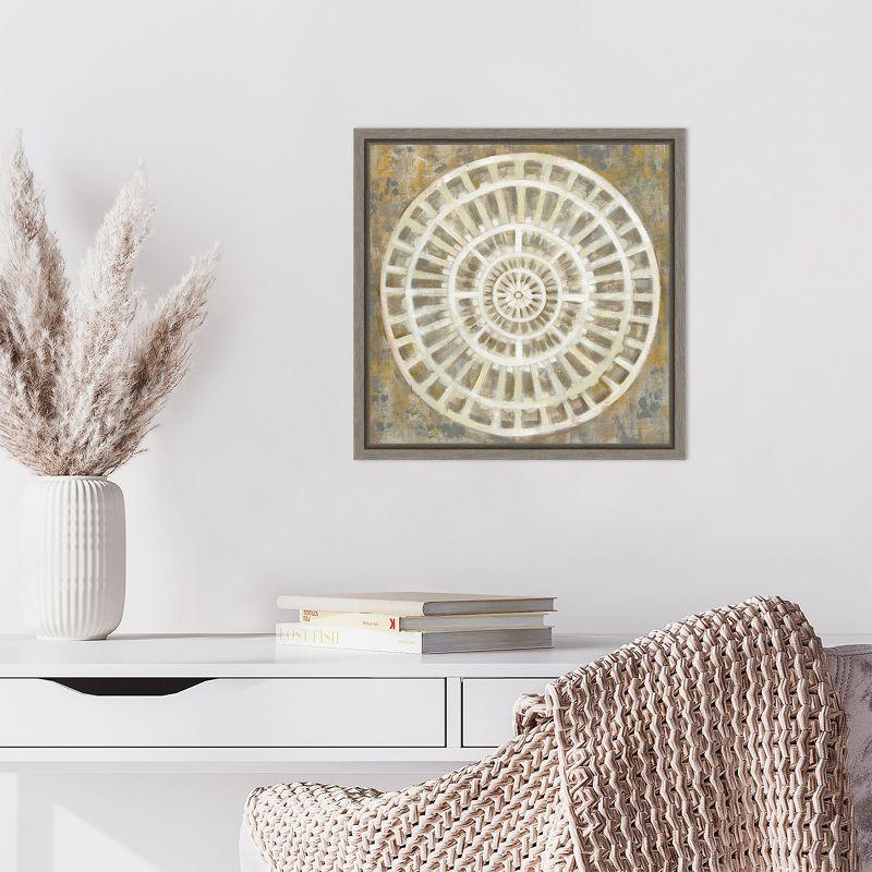 Amanti Art Neutral Textured Medallion by Silvia Vassileva Canvas Wall Art Print Framed 16 x 16-in.