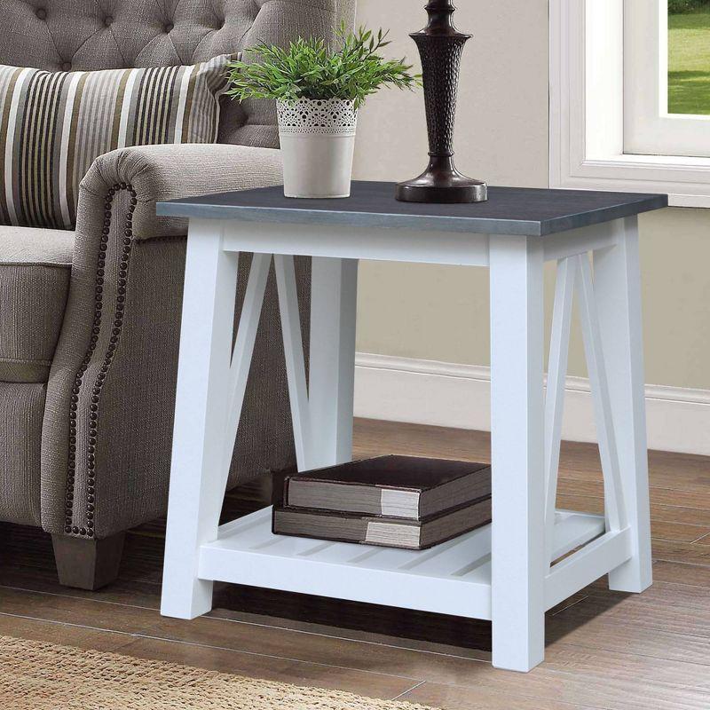 Eco-Friendly Parawood Surrey Rectangular Side Table in White & Heather Gray