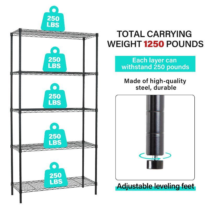 HONEIER 5-Tier Heavy Duty Storage Rack Shelving Unit Black