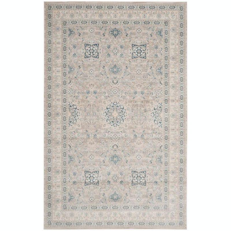 Gray Floral 4' x 6' Synthetic Area Rug