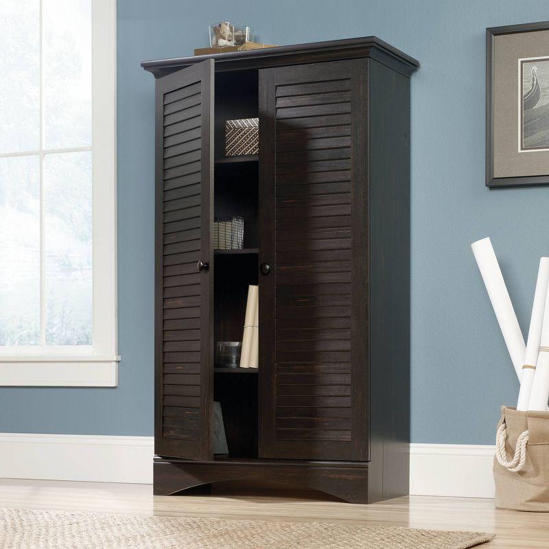 Harbor View Dark Brown MDF Storage Cabinet with Adjustable Shelves