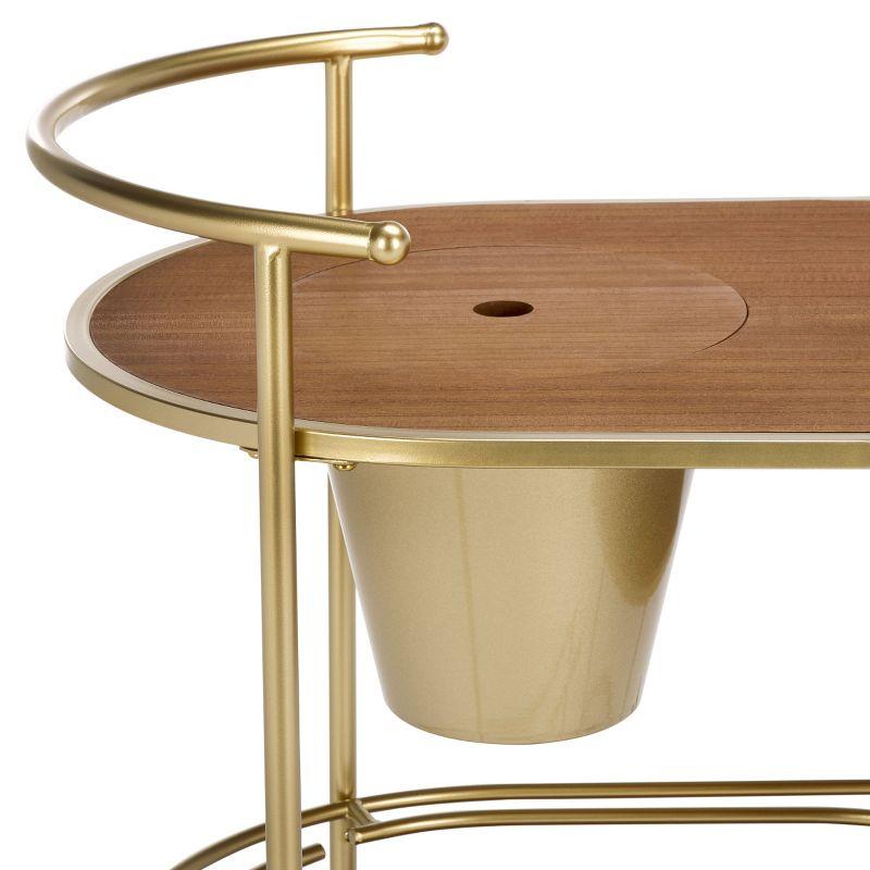 Alora 2 Tier Bar Cart With Bucket - BCT2502A - Brushed Gold/Natural - Safavieh