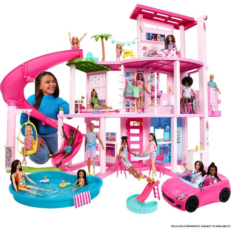 Barbie Dreamhouse Pool Party Doll House with 75+ pc, 3 Story Slide: Adult Assembly, Fits 12 Inch Dolls