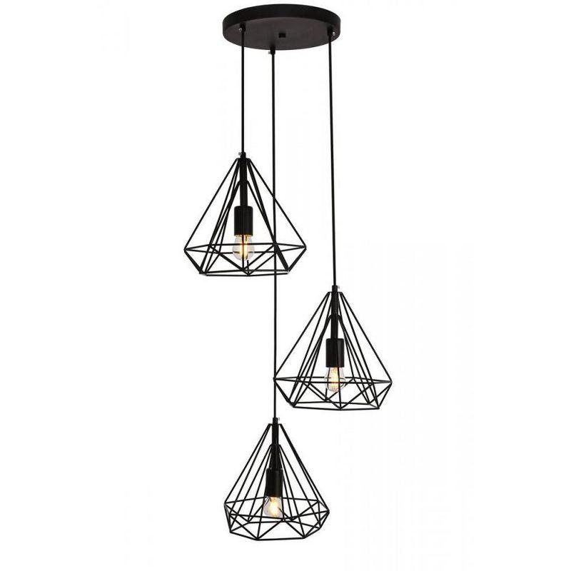 Elegant Lighting Jago Collection Pendant D18.1 H24.3 Lt:3 Black Finish