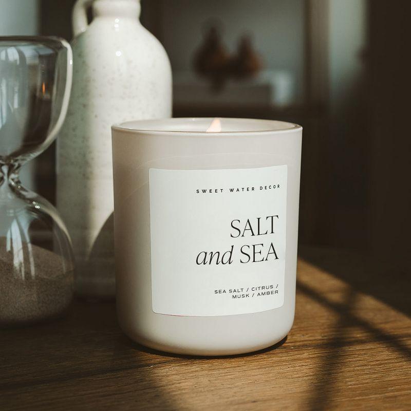 Sweet Water Decor Salt & Sea 15oz Tan Matte Jar Soy Candle
