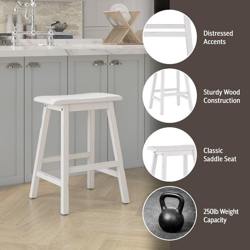 Sea White 24" Backless Saddle Wood Counter Stool