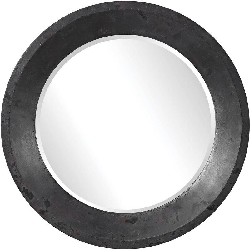 Frazier 40" Round Industrial Dark Gray Wall Mirror