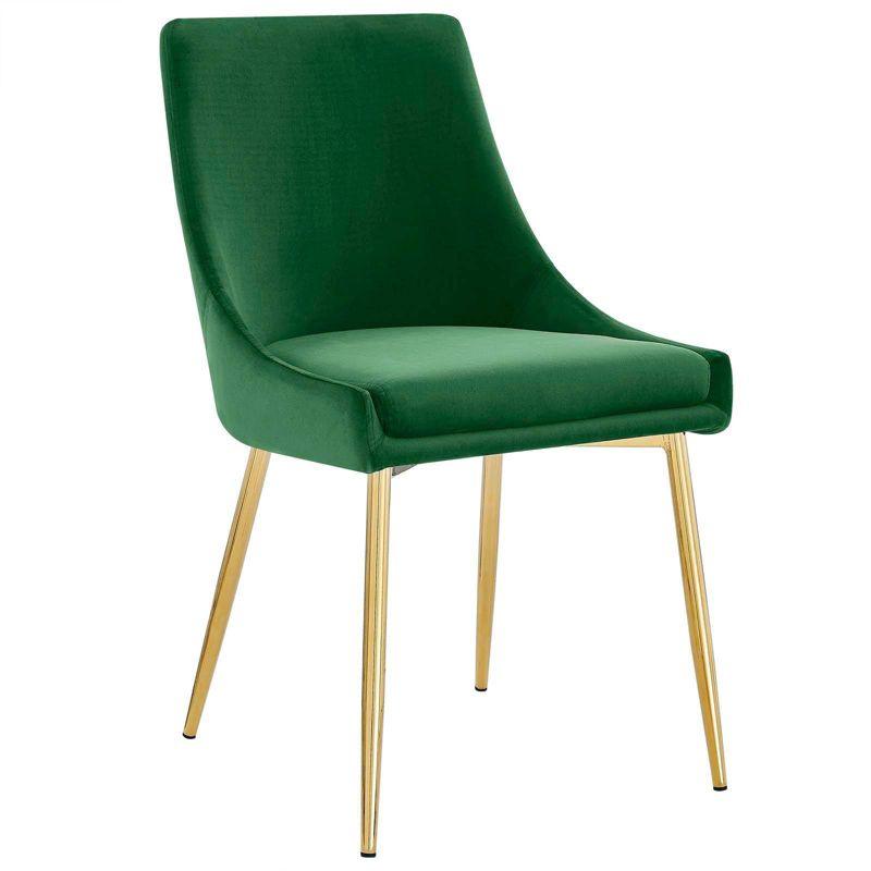 Low Parsons Side Chair in Gold Emerald Velvet with Wood & Metal