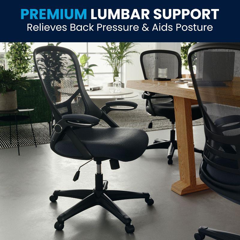 Flash Furniture Porter High Back Dark Gray Mesh Ergonomic Swivel Office Chair with Black Frame and Flip-up Arms