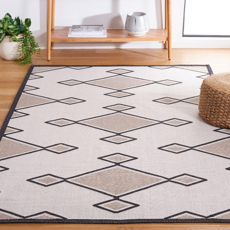 Augustine Black and Beige Geometric Square Area Rug