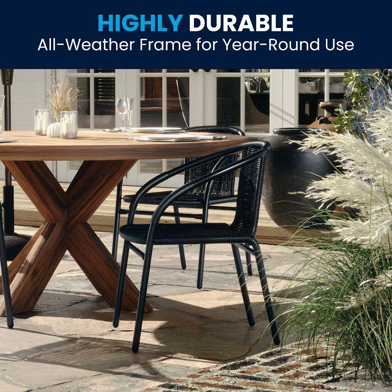 Flash Furniture Lila 2 Pack Rattan Indoor-Outdoor Restaurant Stack Chair