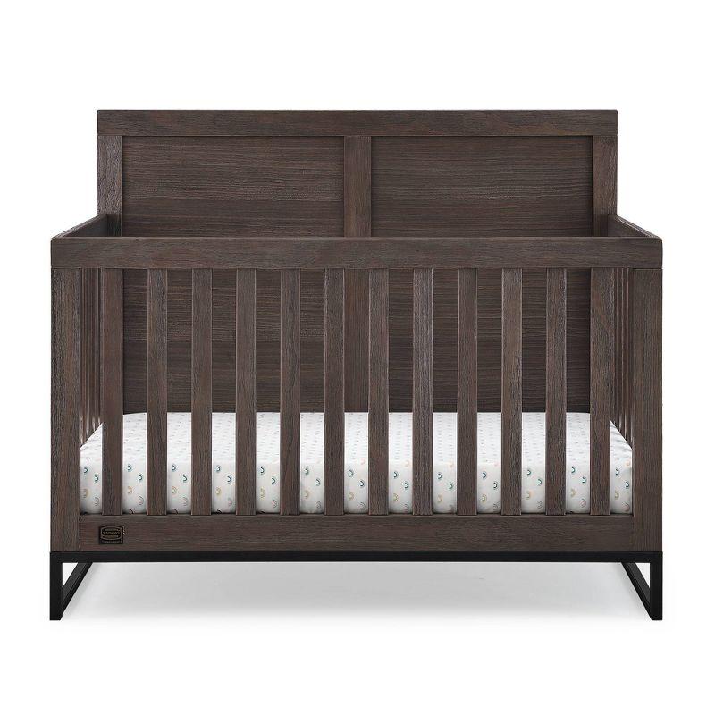 Rustic Gray and Matte Black 6-in-1 Convertible Baby Crib