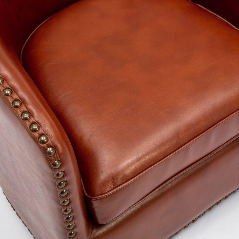 Comfort Pointe Tyler Swivel Arm Chair Caramel: Upholstered Faux Leather, Metal Legs, No Assembly Required