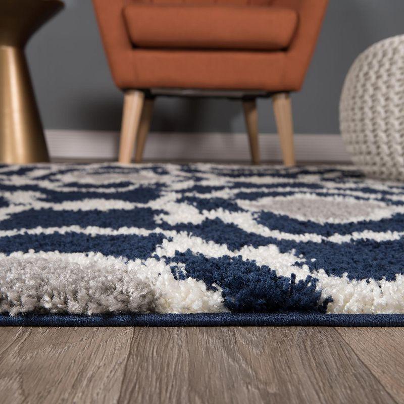 World Rug Gallery Cozy Moroccan Trellis Shag Area Rug - Navy 6'6" x 9'