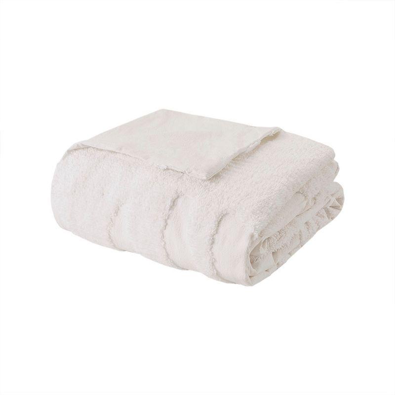 Madison Park Bahari Tufted Cotton Chenille Palm Duvet Cover Set