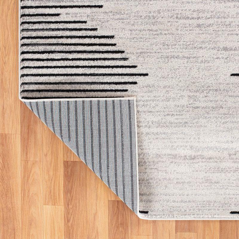 Cream and Beige Synthetic Stripe Runner Rug 2'x7'