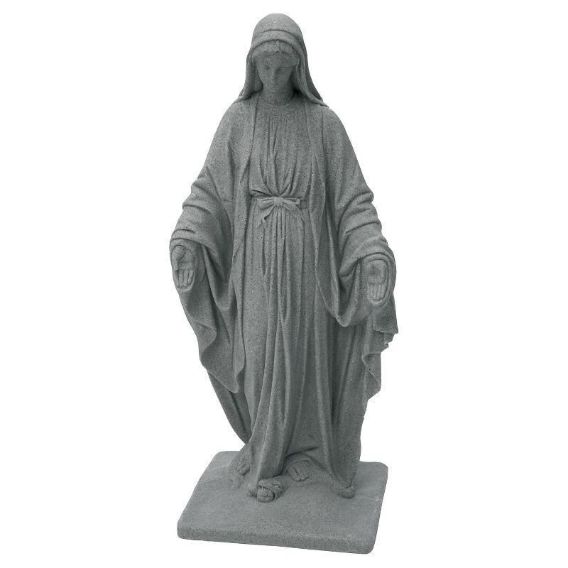 34.38" Gray Resin Virgin Mary Outdoor Statuary