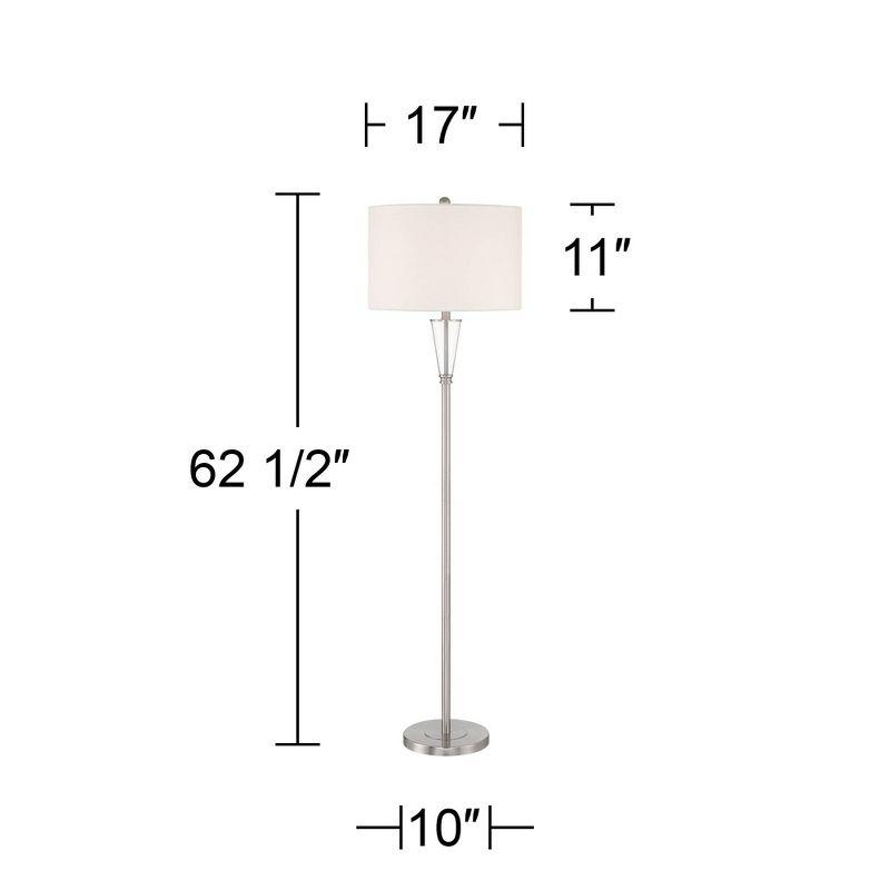 360 Lighting Shasta Modern 62 1/2" Tall Standing Floor Lamp Skinny Pole Silver Clear Glass Brushed Nickel Finish Living Room Bedroom House Reading