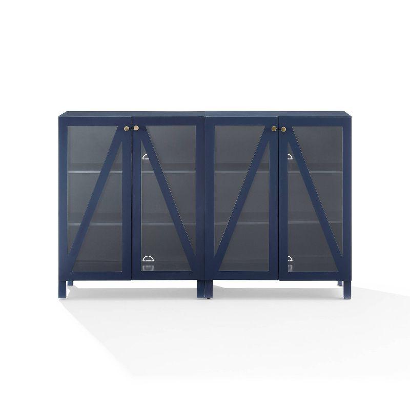 Navy 60" Media Sideboard Cabinet with Glass Doors and Shelves