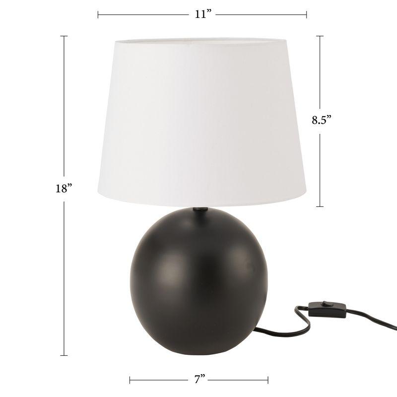 18" Black Metal Round Table Lamp with White Shade