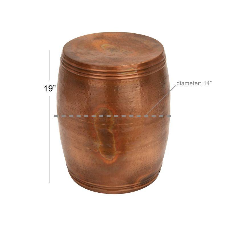 Metal Drum Copper Colored Accent Table - Olivia & May: Hammered Aluminum, Indoor Use, Fully Assembled