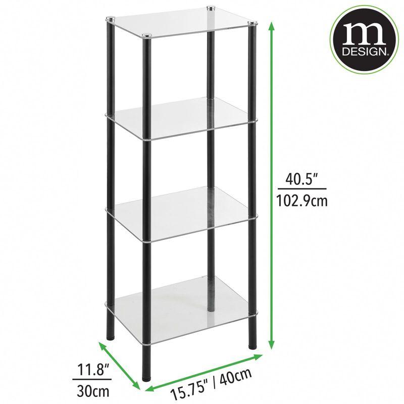 Slim 4-Tier Black Wire and Clear Glass Vertical Shelf Organizer