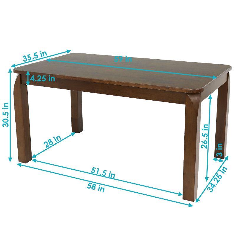 Sunnydaze Indoor 5-Foot Solid Rubberwood Rectangular Dining Table - Dark Walnut