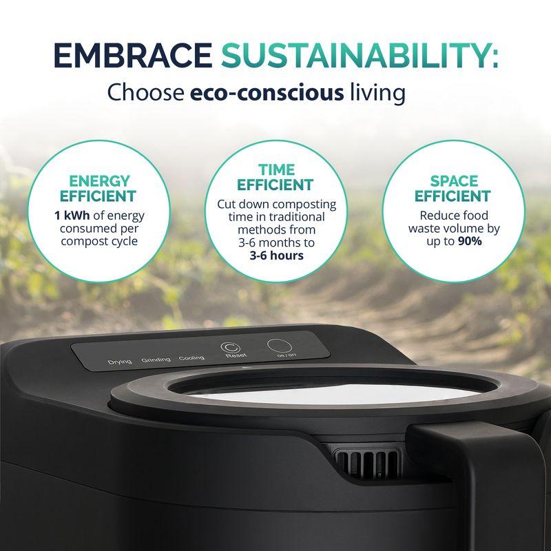 Newair Luma Electric Kitchen Composter 2.5L Capacity Odorless Countertop Compost Bin, Lid Clear-View Window