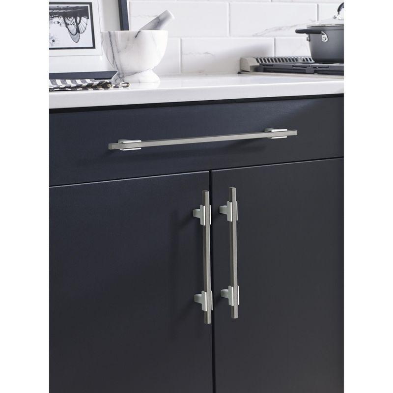 Amerock Urbanite 10-1/16 inch (256mm) Center-to-Center Polished Chrome/Black Chrome Cabinet Pull