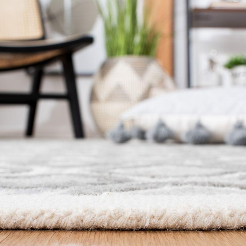 Gray and Ivory Hand-Tufted Wool 6' Square Area Rug